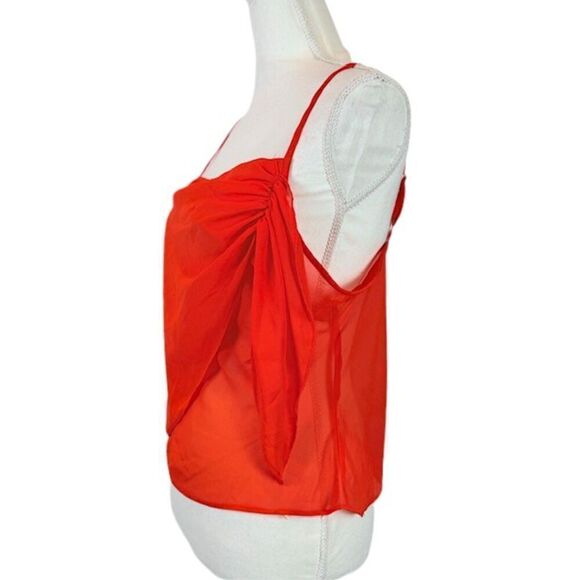 Superdown Abbey Ruched Draped Cami Adjustable Straps Orange Draped Size Large - Picture 3 of 8